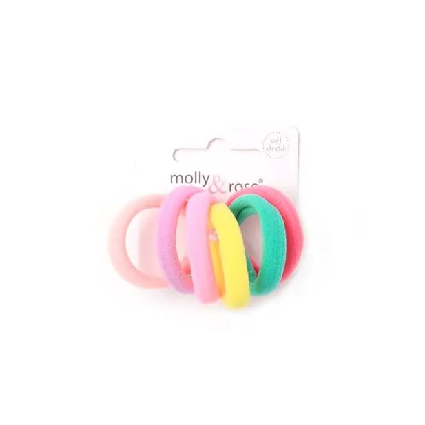 6pc Coloured Small Jersey Hair Elastic Set (12)