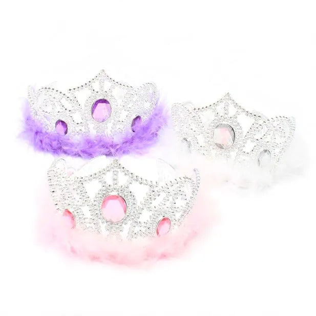 Silver Plastic Tiara with Feather Trim (12)