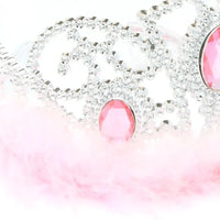 Silver Plastic Tiara with Feather Trim (12)