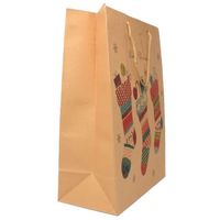 Natural Kraft Paper Christmas Stocking Gift Bag [Medium] (12)