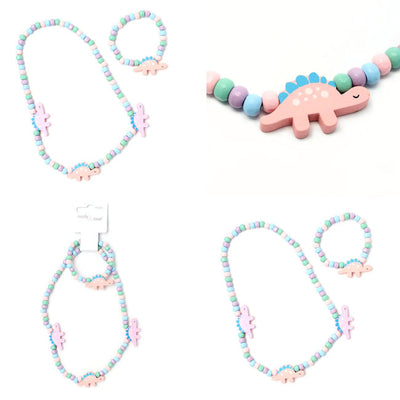 Dinosaur Wooden Bead Necklace & Bracelet Set (12)