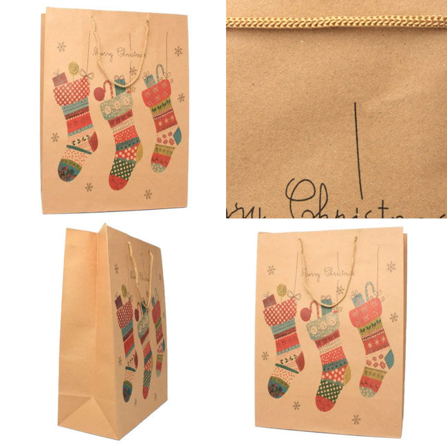 Natural Kraft Paper Christmas Stocking Gift Bag [Medium] (12)